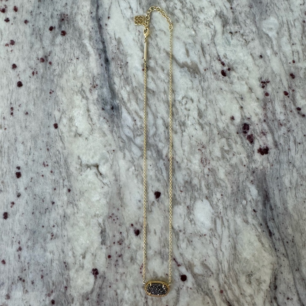 Kendra Scott Elisa Gold Pendant Necklace Platinum Drusy